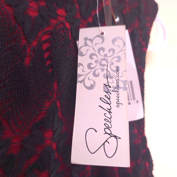 Speechless Black Lace Maroon Fit & Flare Dress M Goth Homecoming Y2K Party Hoco - Picture 6 of 7